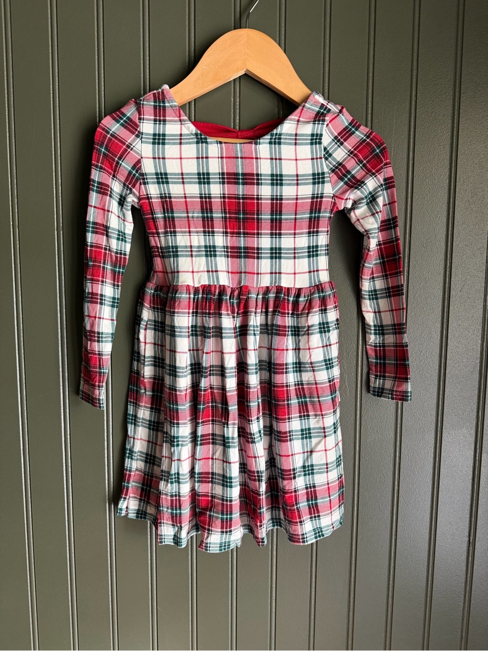 Little Sleepies Red White Green Plaid Long-Sleeve Dress